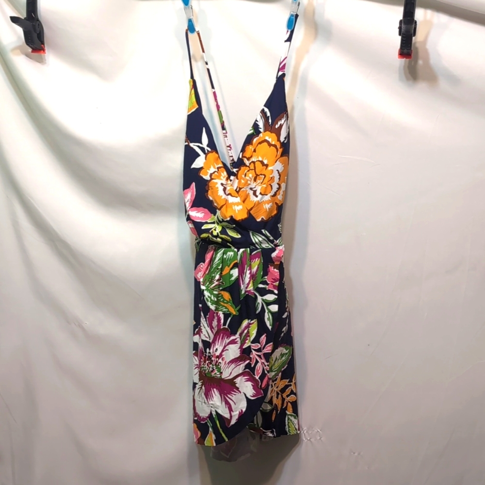 NWT Anne Cole black floral 1 piece swimsuit criss cross straps size 8